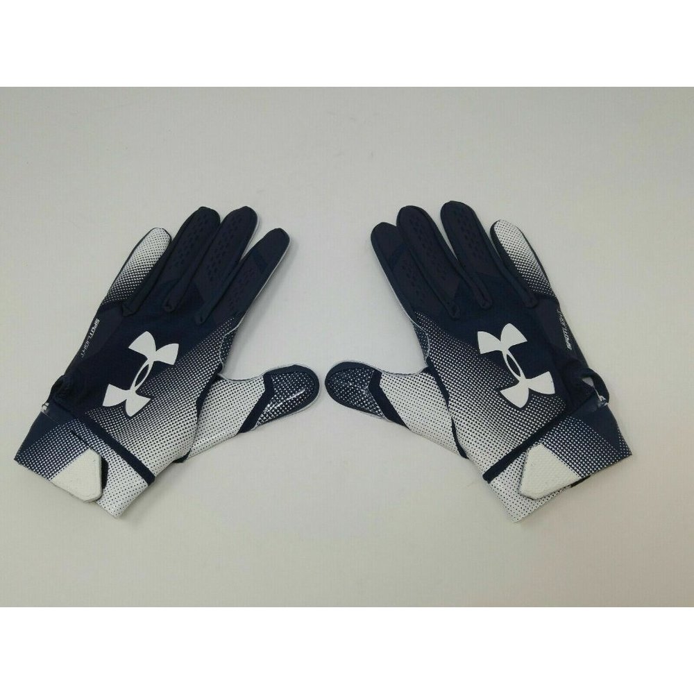 New Under Armour Men's Navy/Navy/White Spotlight WR Football Gloves - Size Large - Picture 2 of 4